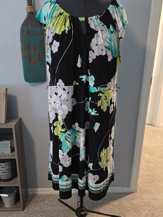 Apt. 9 Dresses & Skirts - Apt. 9 Black Floral Midi Dress with Teal and Lime Accents